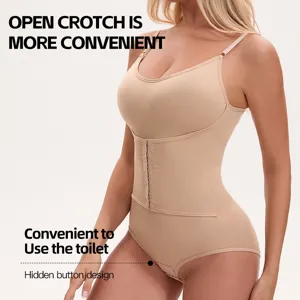 Women Spaghetti Strap Waist Trainer Bodysuit Tummy Control Shapewear Butt Lifter Top