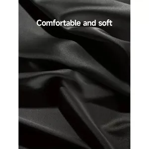 Black silky fabric detail, comfortable and soft breathable material close up view