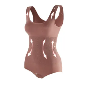 Body modellante donna pancia piatta contenitivo senza cuciture sottoveste marrone
