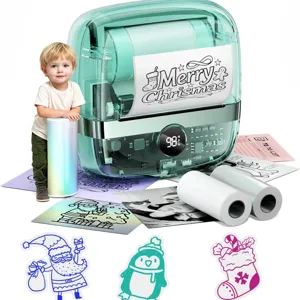 Mini portable thermal printer for home study, wireless pocket printer with sticker rolls.