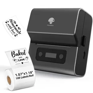 Phomemo draagbare thermische labelprinter met bluetooth en rollen voor kantoor en thuis.