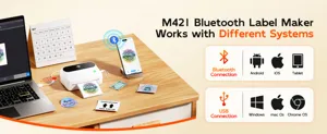 Phomemo M421 portable Bluetooth label maker, compatible with multiple systems for office use.