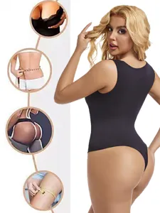 Plus size seamless body shaper detail showing tummy control, waist and hip lifting effect.