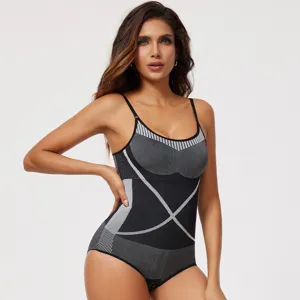 Seamless black grey body shaper one-piece slimming shapewear tummy control bodysuit top
