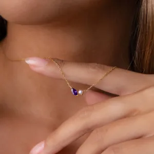 Minimalist Titanium Steel Necklace Marquise Zirconia Artificial Pearl Pendant Jewelry Elegant Light Luxury Chain Necklace For Women