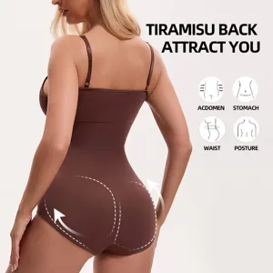 Cross-border women's backless shapewear bodysuit, tummy control and hip lifting brown shape.