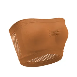 Seamless strapless tube top bandeau bra breathable mesh summer crop top underwear for women