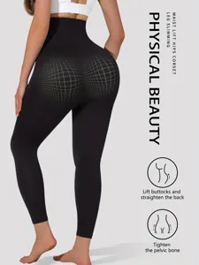 Legging gainant taille haute avec design push-up fessier et compression pour un maintien optimal.