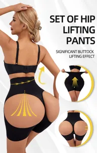Women high waist butt lifter shapewear tummy control hip enhancement hollow out panties black
