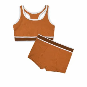 Ensemble sous-vêtements sport femme soutien-gorge et shorty coton lettres larges.