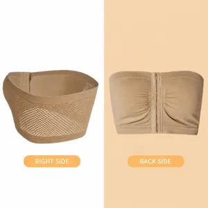 Top a Tubo Senza Bretelle con Bottoni Anteriori da Donna Bralette Corto Senza Cuciture Alta Elasticità Schiena Scoperta Lingerie Bandeau