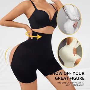 Plus size high waist butt lifter shaping shorts black tummy control body shaper underwear