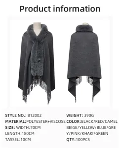 Detaillierte Produktspezifikationen für Winter-Pelzkragenschal mit elegantem Fransen-Design