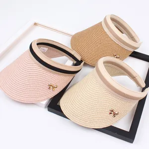 Femme ete vide top chapeau de paille soleil grand bord chapeau de plage avec noeud metal