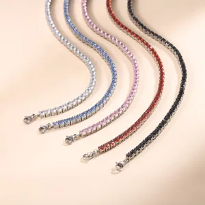 Collana Tennis in Acciaio al Titanio Zirconia Semplice Girocollo a Singola Fila di Diamanti per Uomo Donna Gioielli Geometrici Accessori