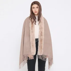 Winter Kunstfell Kragen Schal Schultertuch Für Damen Dickes Kunstkaschmir Quasten Umhang Warmes Tuch Für Abendkleid