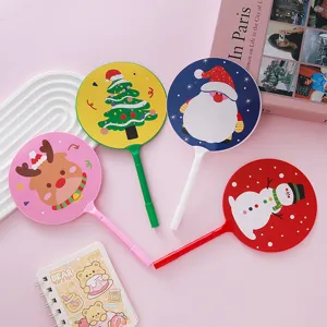 Creative Christmas Fan Ballpoint Pen Cartoon Santa Claus Reindeer Snowman Tree Student Stationery School Prizes Holiday Gifts Office Supplies