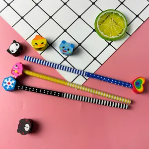 Crayons de dessin animés mignons avec gommes créatives pour récompenses scolaires et art