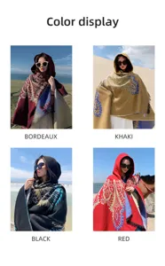 Color display of hooded bohemian ponchos in four different vibrant colors