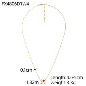 Gold heart pendant necklace with length 42+5cm and 3.3g weight technical dimensions