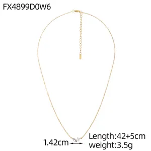 Detailed view of a minimalist titanium steel necklace featuring a marquise zircon pendant