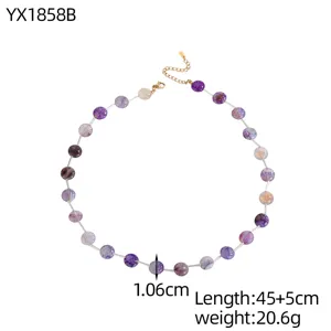 Detail view of Bohemian colorful beaded necklace with 1.06cm beads and 45+5cm length
