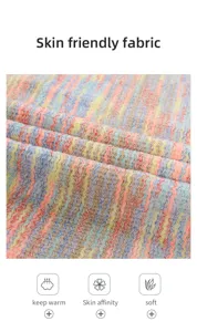 Close-up detail of soft skin-friendly colorful polyester warp-knitted fabric for winter