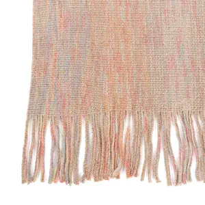 Warm colorful knitted wrap shawl with stylish fringe detailing for autumn and winter