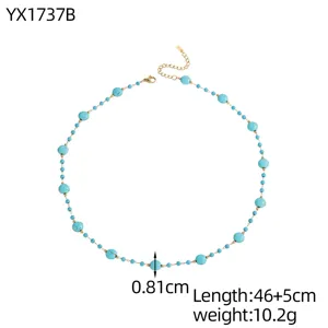 Turquoise beaded necklace detail with 0.81cm beads and 46+5cm adjustable length