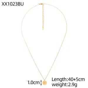 Detailansicht der goldfarbenen Titahalskette mit Kristallbuchstabe U, Länge 40+5 cm