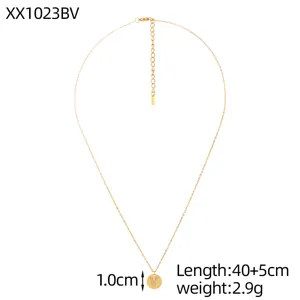 Vergoldete Titanstahlkette mit Zirkon-V-Initial-Anhänger, 40+5cm Kettenlänge