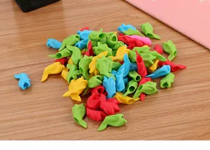 Colorful fish-shaped silicone pencil grips for kids to correct writing posture in bulk