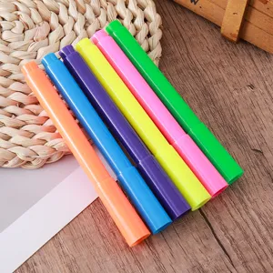 Set of 6 high-capacity macaron and retro color highlighters for students and school use