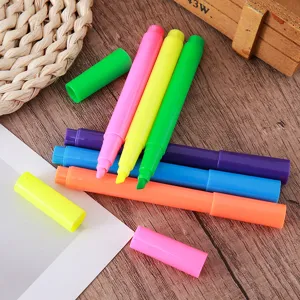 Vibrant colorful highlighter pens with chisel tip for school and office stationery