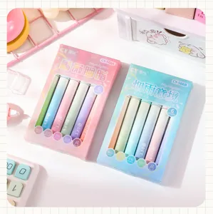Two sets of six-color gradient highlighters in soft eye-protection pastel shades for journaling