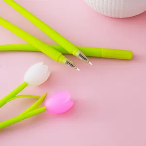 Cute tulip-shaped soft gel pen with creative flower design for stationery lovers