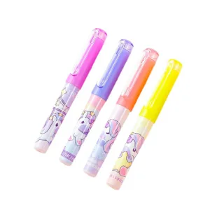 Lot de 4 surligneurs colorés mignons sur le thème des licornes pour le journalisme