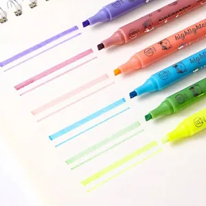 Surligneurs chat 6 couleurs avec pointe biseautée pour un tracé et marquage fluide