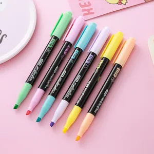 Set mit 6 Pastell-Textmarkern für Studenten-Schreibwaren und tägliches Journaling