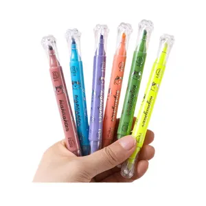 Lot de 6 surligneurs à double pointe avec capuchons mignons en forme de patte de chat