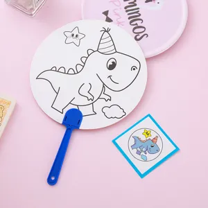 DIY graffiti fan for children featuring a cute dinosaur outline for creative coloring