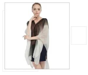 Poncho elegante de gasa degradada con botón de perla para protección solar