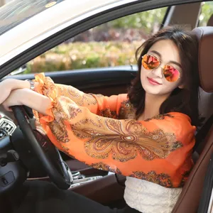 Lebhafter orangefarbener Chiffon-Sonnenschutzschal für Autofahrten und UV-Schutz im Freien