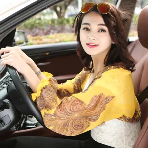 Gelber Chiffon-Sonnenschutz-Schal mit Paisley-Muster für Damen, ideal zum Autofahren