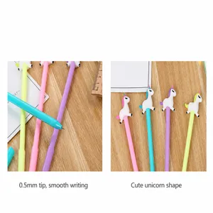 Détail des stylos gel licorne 0,5 mm avec encre fluide et corps de couleur pastel