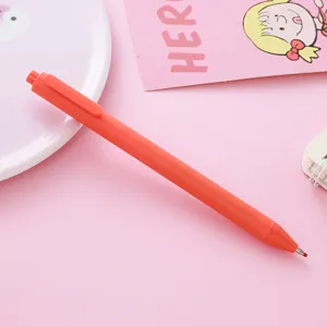 Vibrant coral orange Morandi color retractable gel pen for student stationery and office
