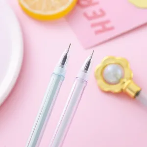 Cute candy-colored crystal gel pens with floral accents, creative Korean school supplies