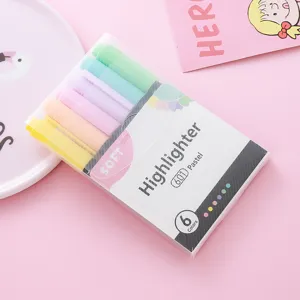 6er-Set weiche Pastell-Textmarker für Bullet Journaling, Schule und Büro-Markierungen