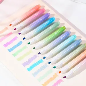 Set of gradient highlighters with soft eye-protection colors for journaling and office