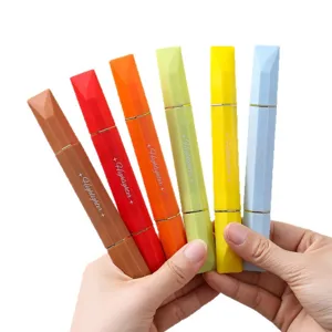 Set of 6 colorful double-ended diamond shaped highlighters for student stationery